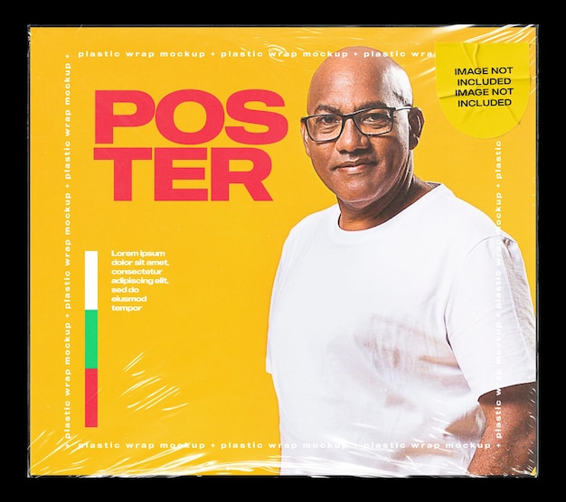 Mockup de sobreposição de plástico para cartaz de designer gráfico e capa de CD 11