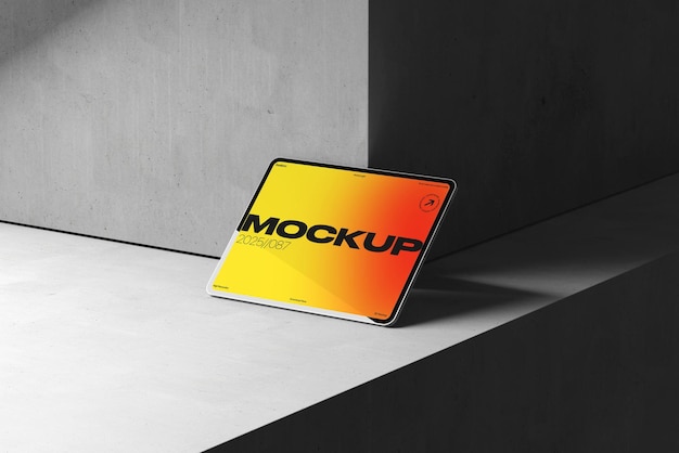 Mockup de tábua em um ângulo de concreto