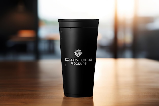 PSD mockup de taça tumbler preta fosca