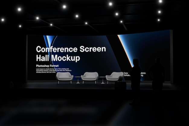 Mockup de tela curva da sala de conferências