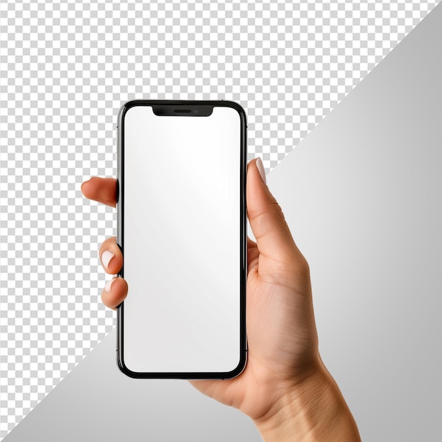 PSD mockup de telefone inteligente em mão png