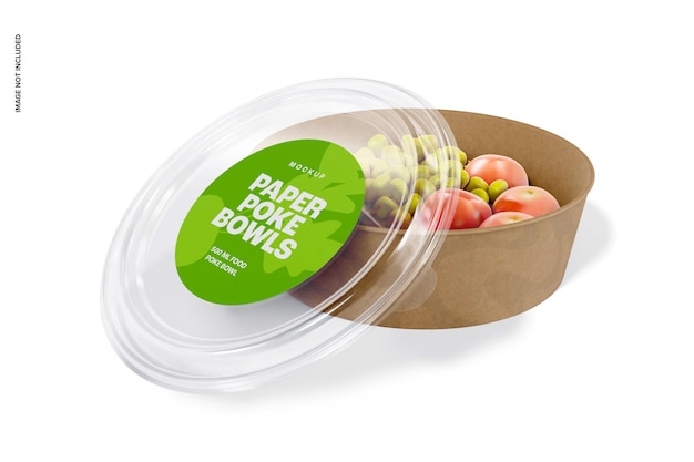 Mockup de tigela de puxão de comida de 500 ml, aberta