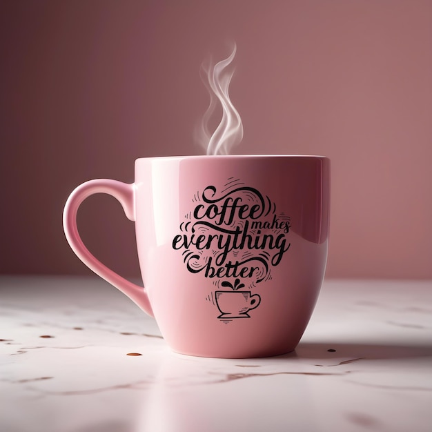 Mockup de xícara de café rosa psd