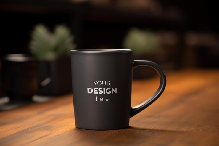 Mockup de xícara preta 15oz PSD Mockup de xícara de café Mockup de xícara de café Sublimação Mu arquivo de objetos inteligentes