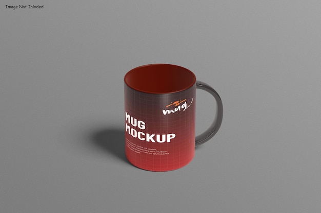 Mockup de xícara vermelha em fundo cinza