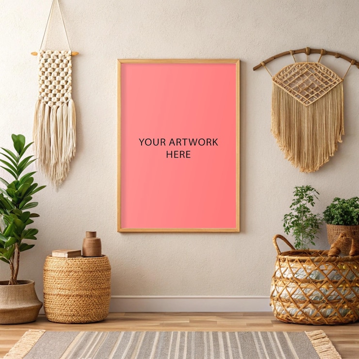 Mockup de la decoración de la pared de Bohemia
