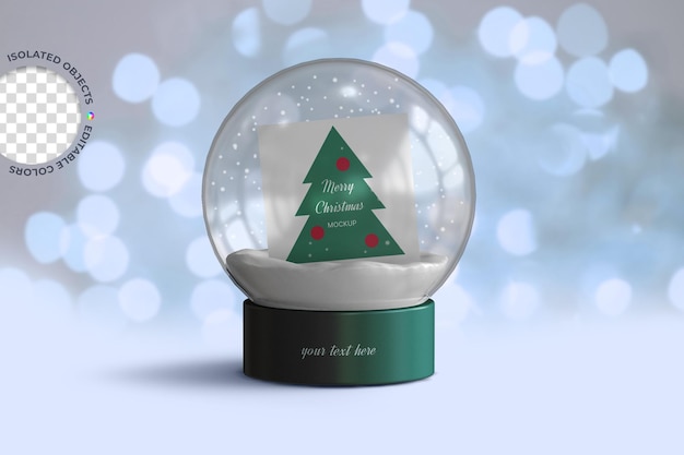 Mockup de la decoración de la tarjeta de Navidad del globo de nieve aislado