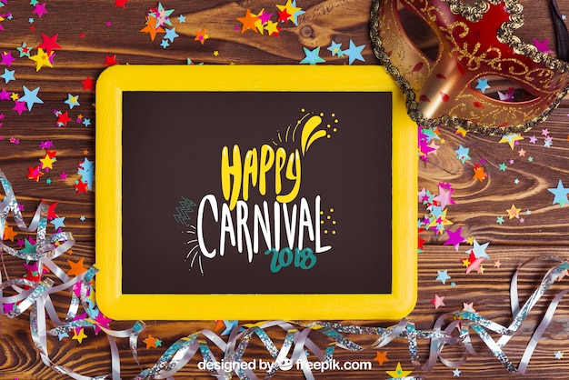 Mockup decorativo de carnaval con pizarra