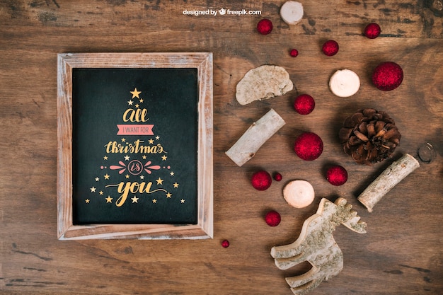 PSD mockup decorativo de navidad