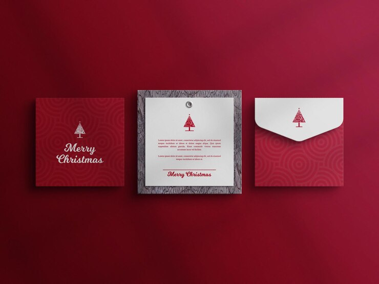 Mockup decorativo per biglietti d'invito di Natale con busta mockup