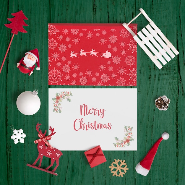 Mockup decorativo de tarjetas de navidad