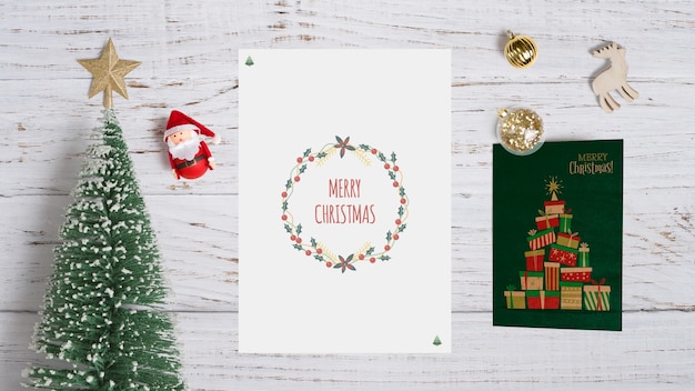 Mockup decorativo de tarjetas de navidad