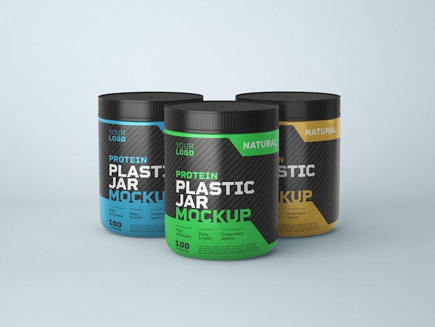 Mockup del barattolo di plastica dell'integratore alimentare