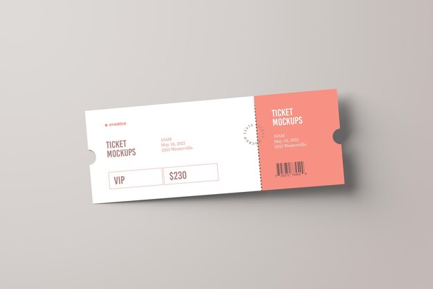 Mockup del biglietto vista superiore