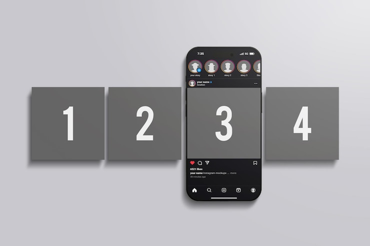 PSD mockup del carousel dei social media