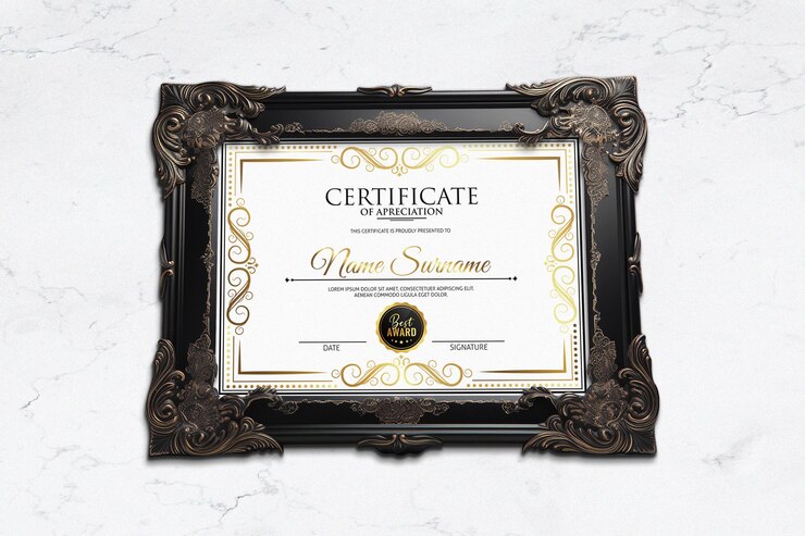 PSD mockup del certificato psd