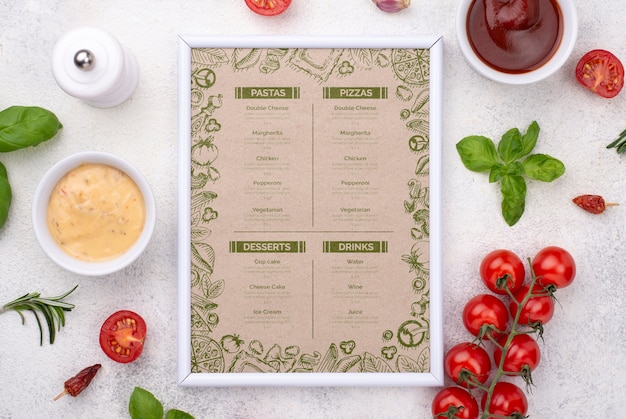 Mockup del concetto di menu del ristorante