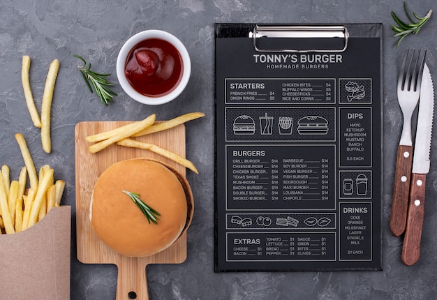 Mockup del concetto di menu del ristorante