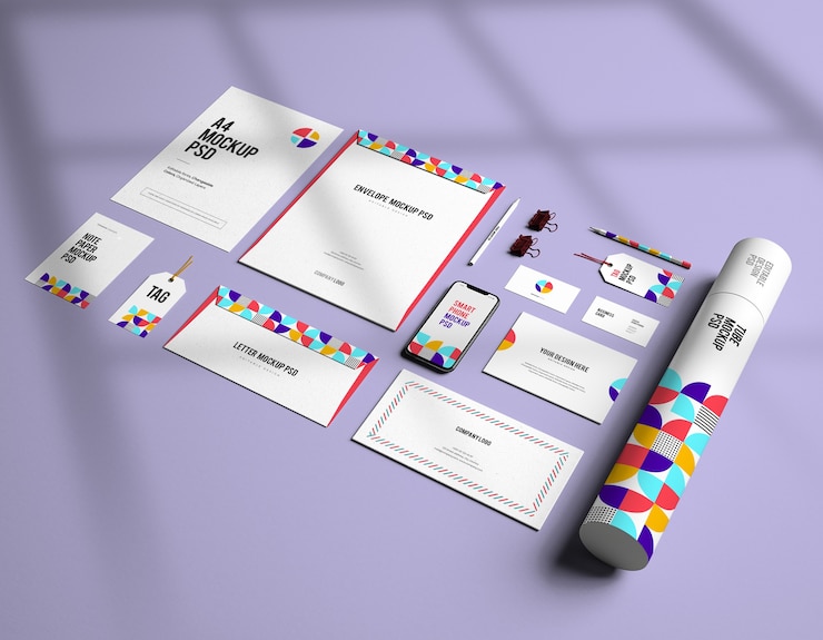 PSD mockup del design del marchio fisso aziendale con colori mutevoli