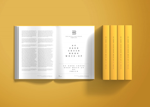 Mockup del libro con copertina rigida A4