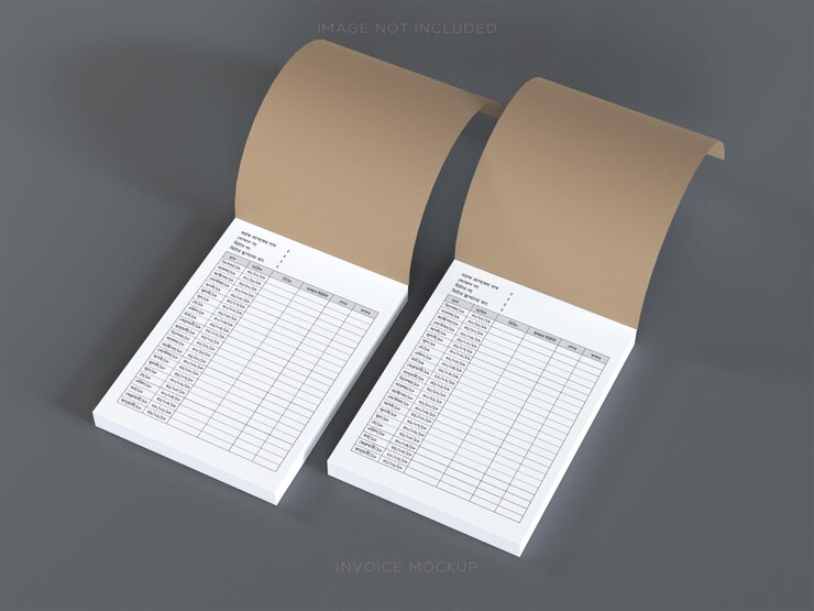 Mockup del libro delle fatture