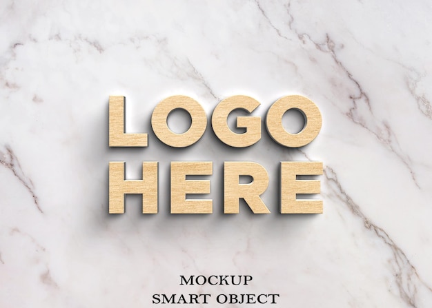 Mockup del logo 3D a sfondo in legno