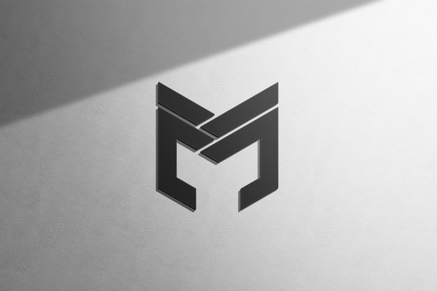Mockup del logo 3D nero su carta bianca