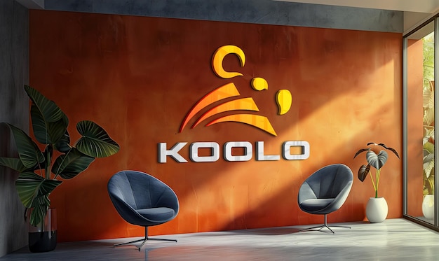Mockup del logo 3D sulla parete arancione