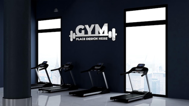 mockup del logo a parete in palestra o sala sportiva