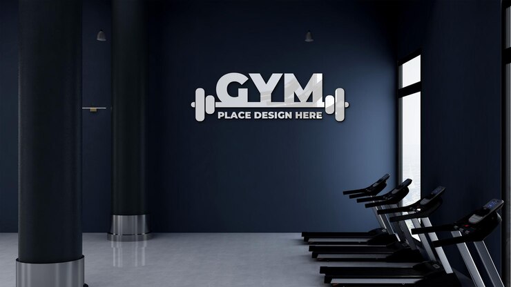 mockup del logo a parete in palestra o sala sportiva