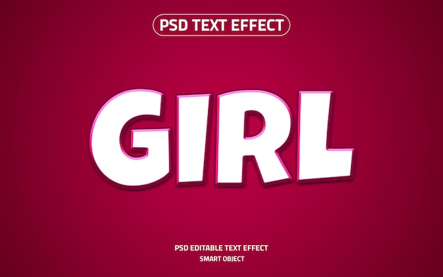 Mockup del logo dell'effetto di testo modificabile della ragazza