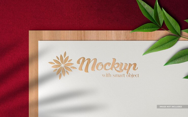Mockup del logo della consistenza del legno