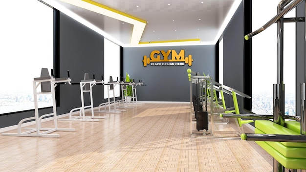 Mockup del logo della parete della palestra moderna PSD