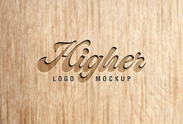 Mockup del logo in legno inciso