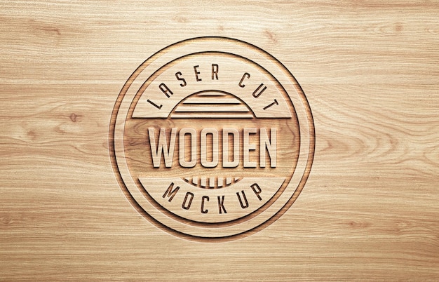 Mockup del logo in legno