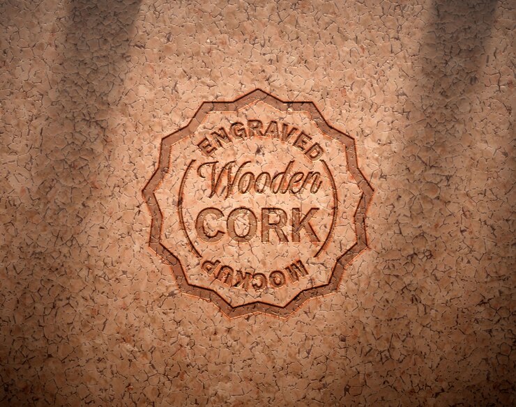 PSD mockup del logo in sughero