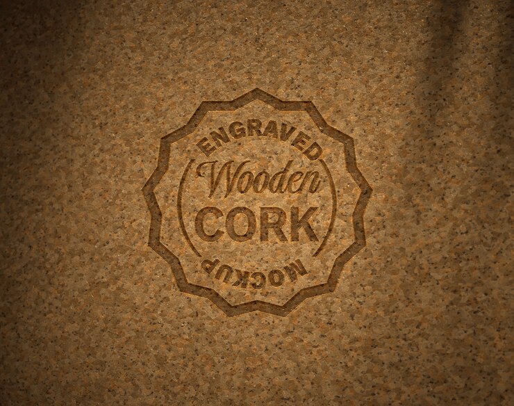 PSD mockup del logo in sughero