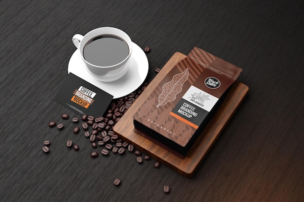 Mockup del marchio del caffè in tema nero