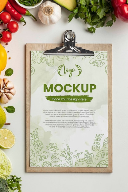 Mockup del menu del boom vegetariano