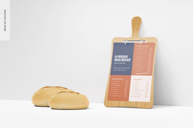 Mockup del menu in legno A4