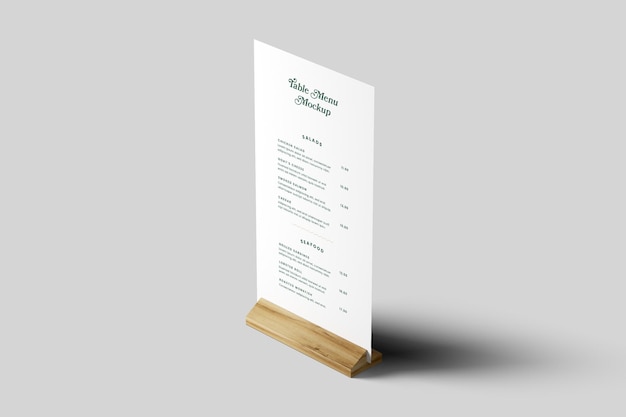 Mockup del menu tabella