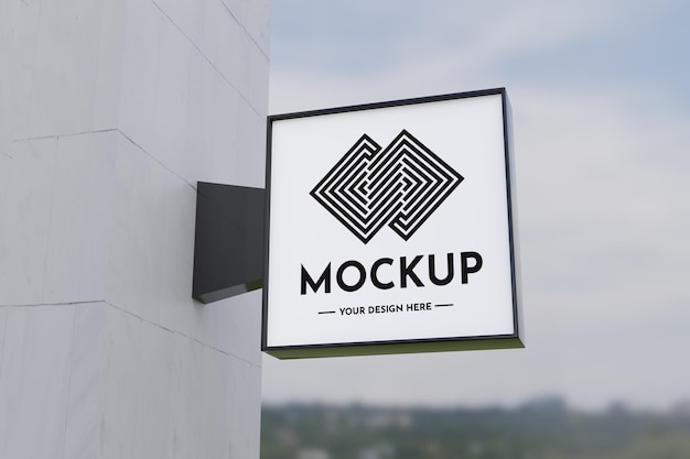 Mockup del negozio di insegne della città all'aperto