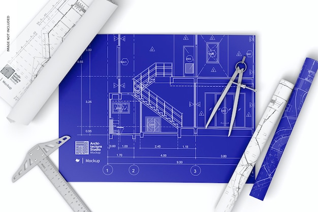 Mockup del piano architettonico aperto