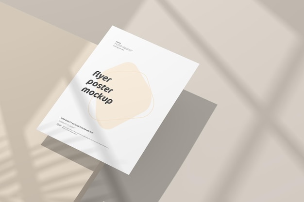 Mockup del poster del volantino con sovrapposizione di ombre