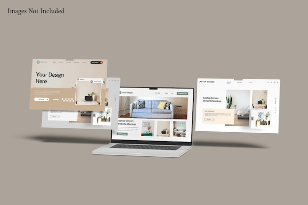 Mockup del sito web della schermata del portatile