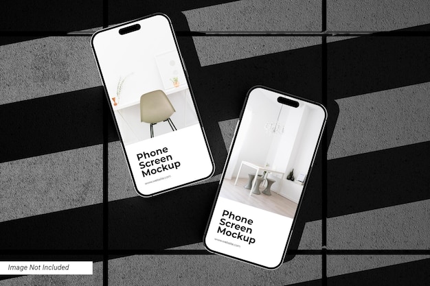 Mockup del telefono sulla vista superiore in cemento
