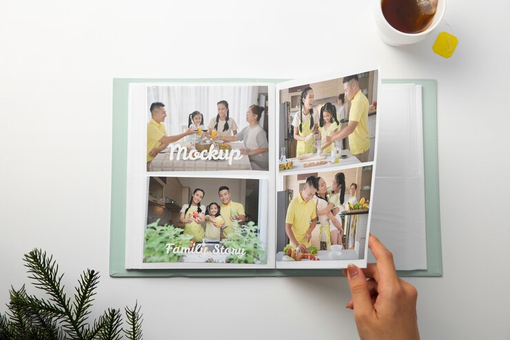 PSD mockup dell'album fotografico