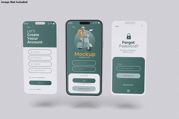 Mockup dell'app mobile