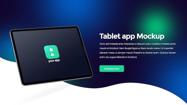 Mockup dell'app per tablet