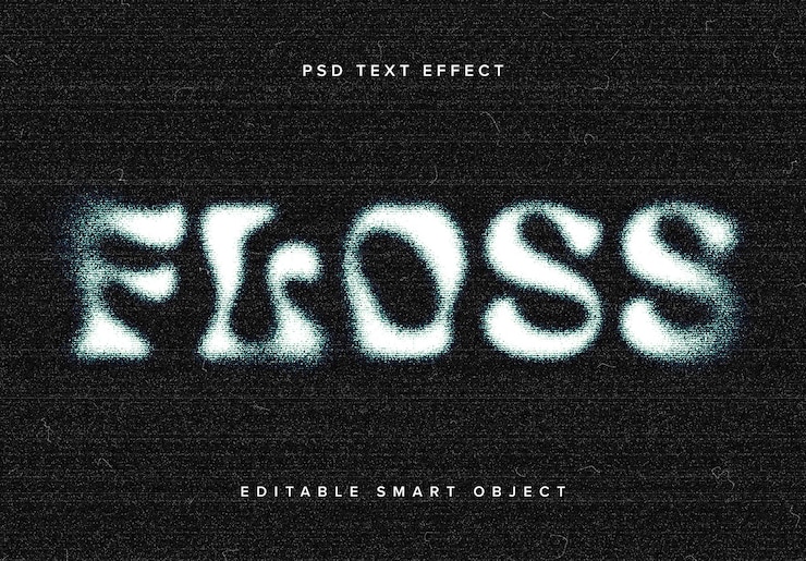 PSD mockup dell'effetto di testo granulato distorto